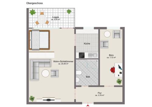 3. Obergeschoss mit Mustermöblierung - 