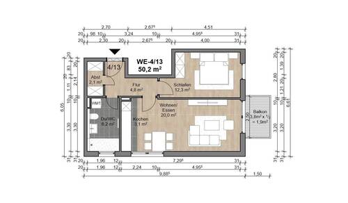 WE-13.jpg - Etagenwohnung mit 50,20 m&sup2; in Offenbach am Main zum Kaufen