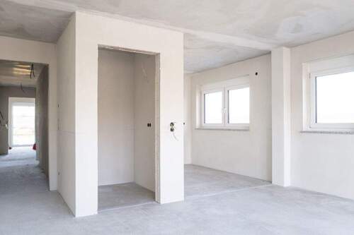 Wohnzimmer - Moderne 3-Zimmer-Neubauwohnung mit zwei Dachterrassen - jetzt noch individuell gestalten!