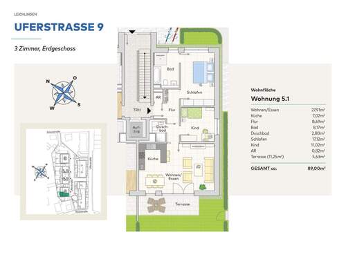 Leichlingen - Uferstr 9 - Whg 5.1 - 3 Zimmer Etagenwohnung in Leichlingen (Rheinland)