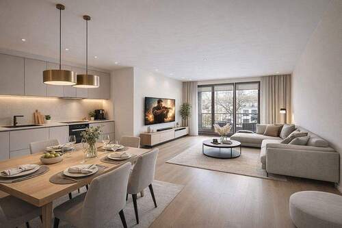 Wohn-Esszimmer_mit_Küche_nach_möglichen_Umbau_gestaged - 2 Zimmer Etagenwohnung in Hamburg