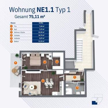 Wohnung NE1.1 Typ 1 - 