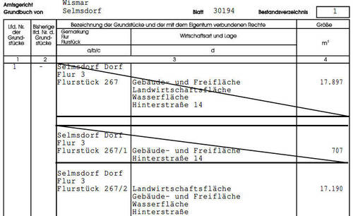 Auszug_Grundbuch_Flurstücke - Grundstück zum Kaufen in Selmsdorf