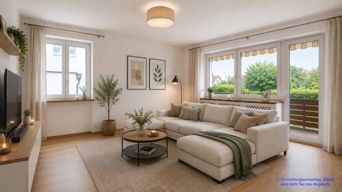 Wohnzimmer (Visualisierung) - PROVISIONSFREI: Charmante 3-Zimmer-Wohnung mit Balkon in ruhiger Lage von München-Aubing