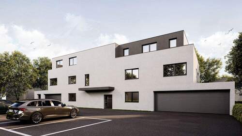 Hauseingang mit Garagen - 3 Zimmer Etagenwohnung zum Kaufen in Bad Waldsee