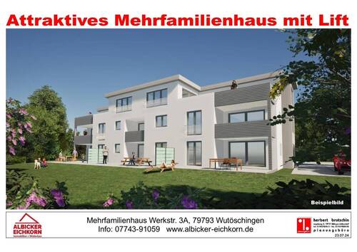 Bild 1 - 4 Zi. DG mit Dachterrasse ca. 126 m² - Wohnung 7 - Werkstraße 3a, 79793 Wutöschingen - Neubau