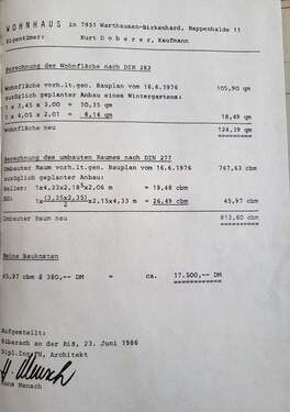 Wohnflächenberechnung 1986 - 