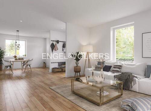 Visualisierter Blick in den Wohn-/Essbereich - 4 Zimmer Etagenwohnung zum Kaufen in Hamburg