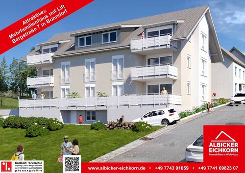 Bild 1 - 3 Zi. EG mit Balkon ca. 86 m² - Wohnung 2 - Bergstr. 13, 79848 Bonndorf-Neubau mit Lift-klimafreundlich KFN-KFW297+298