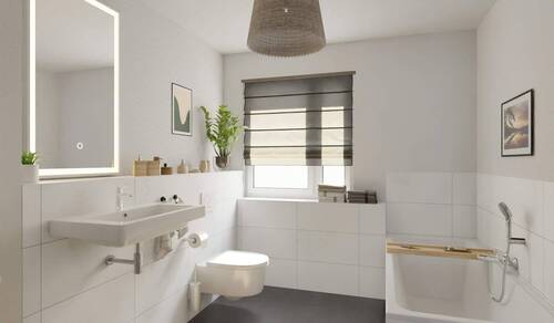 Modernes Tageslichtbad mit Badewanne - 