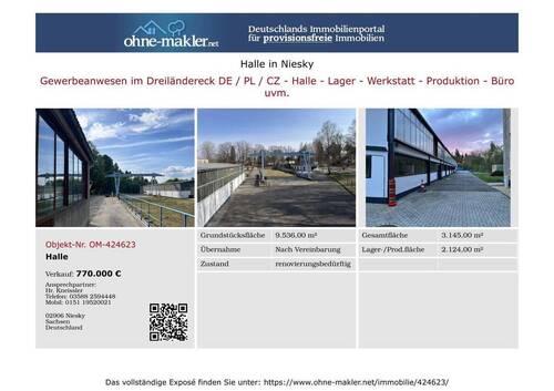 Bild 1 - Gewerbeanwesen 9.536m²Nuf.3.145m²Umschlag-Depot-Halle-Lager-Büro Dreiländereck DEPLCZ Lkr.Görlitz