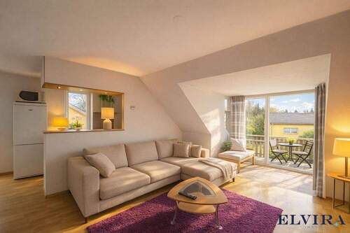 Wohnzimmer - Elvira - Wifling bei Erding: Schöne 2,5-Zimmer-Dachgeschosswohnung mit Balkon.