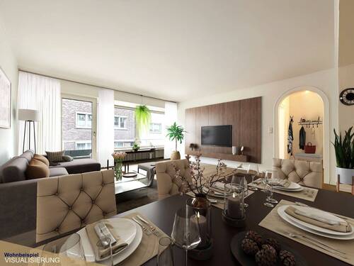Wohnzimmer (Visualisierung) - 3 Zimmer Etagenwohnung in Duisburg