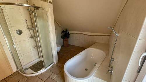 geräumige Dusche und WC-Nische - 