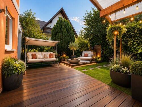 Terrasse u. Garten - KI-Visualisierung - Einfamilienhaus mit 134,00 m&sup2; in Altdorf zum Kaufen