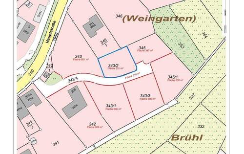 Lageplan Flst. 343-2 mit Grundstücksmarkierung - 