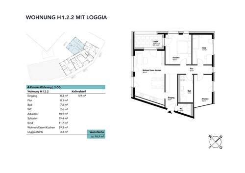 Wohnung H1.2.2 mit Loggia - 