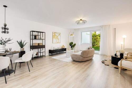Wohnbereich mit Gartenblick - 2 Zimmer Terrassenwohnung zum Kaufen in München