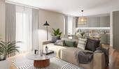 Ein hell erleuchtetes Wohnzimmer - Eigentumswohnung mit Balkon in Südausrichtung