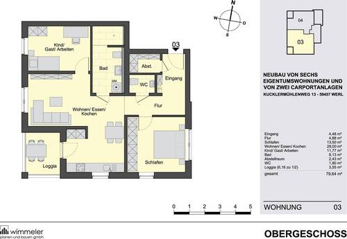 Wonung 3 - Größe ca. 79,64 qm - 
