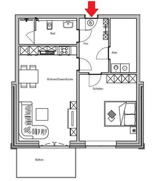 2,5-Zimmer-Wohnungsplan - 