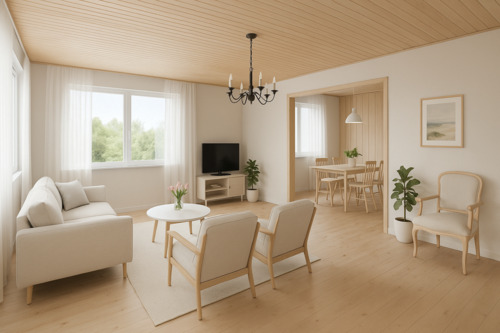 Wohn-Esszimmer, Einrichtungsbeispiel (KI-generiert) - 