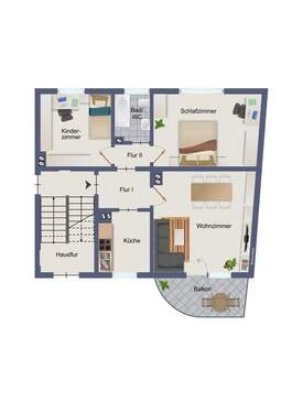 1. Obergschoss - 3 Zimmer Etagenwohnung zum Kaufen in Freiberg