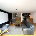 Stylisches Wohnzimmer mit integrierter Bar - 