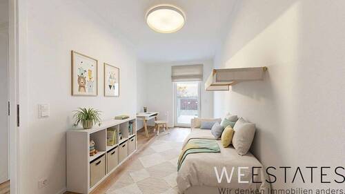 Kinderzimmer mit Balkon- Möblierungsbeispiel - 