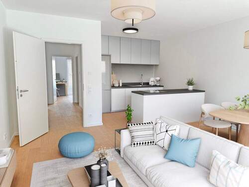 offene Küche (teilvisualisiert) - 2 Zimmer Etagenwohnung zum Kaufen in Lübeck-Travemünde