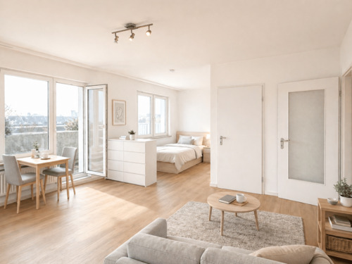 Schlafbereich - halboffen - 2 Zimmer Etagenwohnung in Düsseldorf