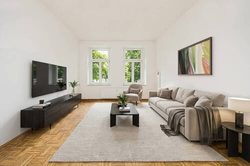 Wohnzimmer - Harmonische 2 Zimmer Wohnung mit Tageslichtbad und edlem Parkett