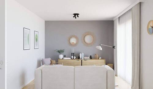 Lichtdurchfluteter Wohnbereich dank bodentiefer Fenster - 