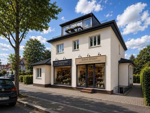 Gebäudeansicht (Visualisierun - Freistehendes Zweifamilienhaus mit zwei Gewerbeeinheiten, Vollkeller und Garten in Kleinmachnow