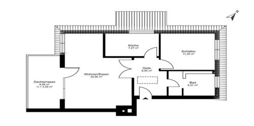 mit Nordpfeil - 2 Zimmer Etagenwohnung in Lüneburg / Oedeme