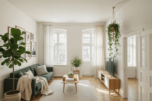 Wohnzimmer - Staging - Sanierte, sonnige 2-Zimmer-Altbauwohnung mit Balkon im Rudolfkiez