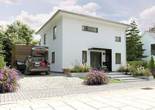 Einfamilienhaus-Flair-124-Kubus-Holz-Strassenansic - 
