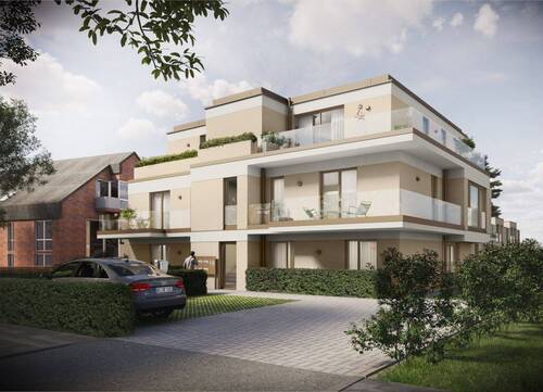 Straßenansicht MFH - Aachen - Laurensberg - ca. 67 m² 2-Zi-Whng mit Terrasse . NEUBAU .