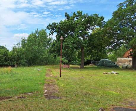 Blick von der Straße auf das Grundstück - Idyllisches Baugrundstück in naturgewachsener Umgebung.