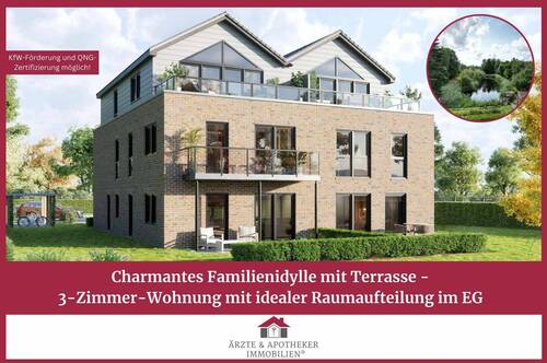 Ärzte & Apotheker Immobilien - Charmante Familienidylle mit Terrasse - 3-Zimmer-Wohnung mit idealer Raumaufteilung im EG