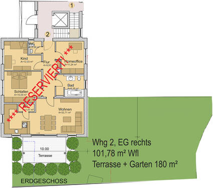 Gartenwohnung, Whg 2, EG rechts! - 4 Zimmer Etagenwohnung in Forchheim