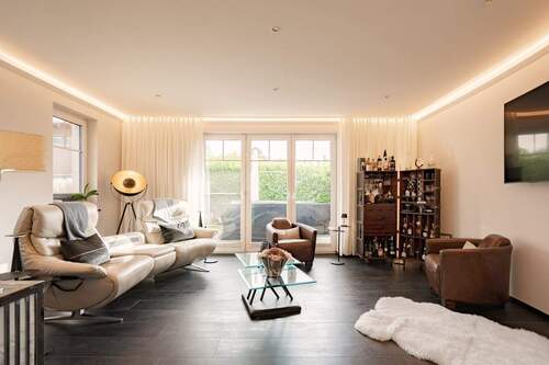 Wohnzimmer Blick auf Terrasse - Doppelhaushälfte mit 135,00 m² in Rostock zum Kaufen