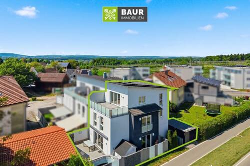Luftaufnahme - Tettnang - Junges Reihenendhaus - Sofort bezugsfrei mit Garage und Pkw-Stellplatz