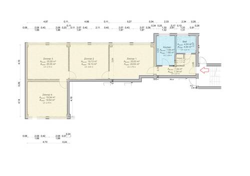 47 I. OG Mi GR.jpg - 4 Zimmer Etagenwohnung zur Miete in Hildesheim