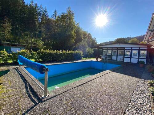 Pool mit großem Gartenhaus - 