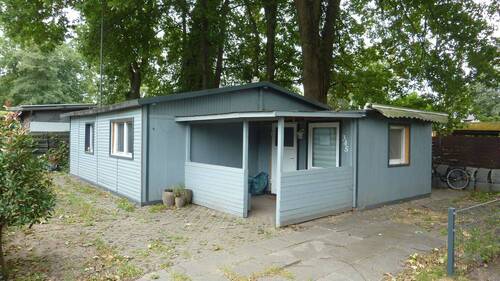 Außenansicht - Holzhaus, Dauer-Wohnen oder Wochenendhaus auf Campingplatz
