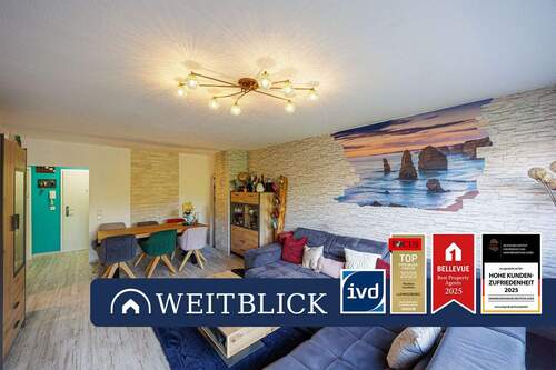 Wohn- und Essbereich - WEITBLICK: Saniert & effizient - Wohnen mit Balkon