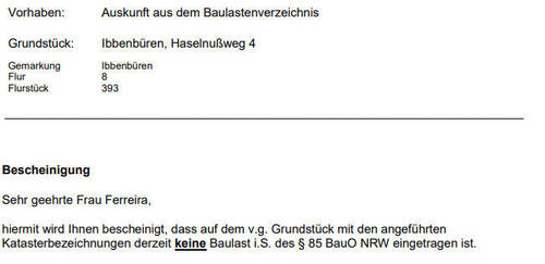 Baulastenauskunft - 