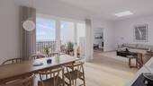 Rudolf Palais_WE33_Wohnzimmer - Toller Ausblick: 1-Zimmer-Wohnung im Neubau-Dachgeschoss- mit Terrasse - tolle Ausstattung