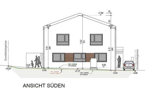 Ansicht Süden - 5 Zimmer Doppelhaushälfte in Regensburg